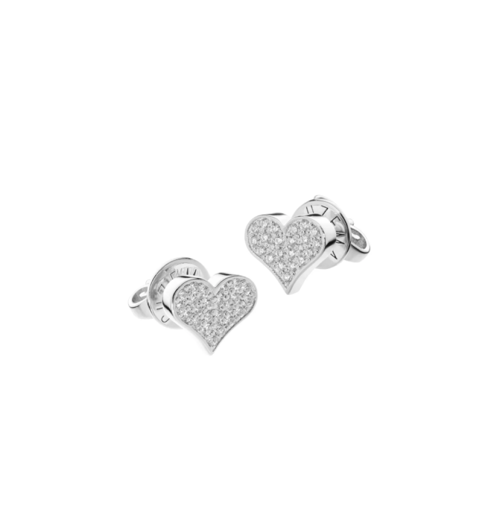 GUZEMA earrings, heart with diamonds White Gold