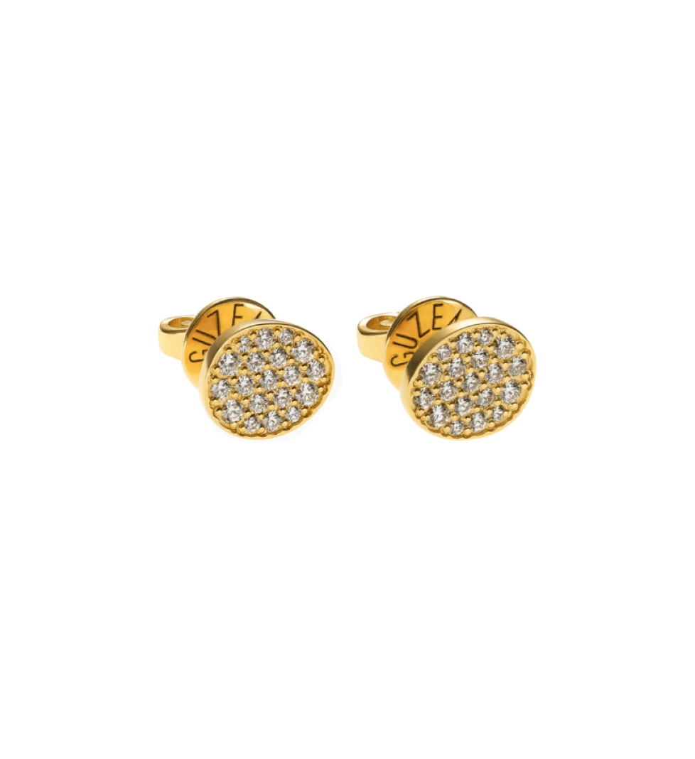 GUZEMA earrings medium clubs with diamonds Gold