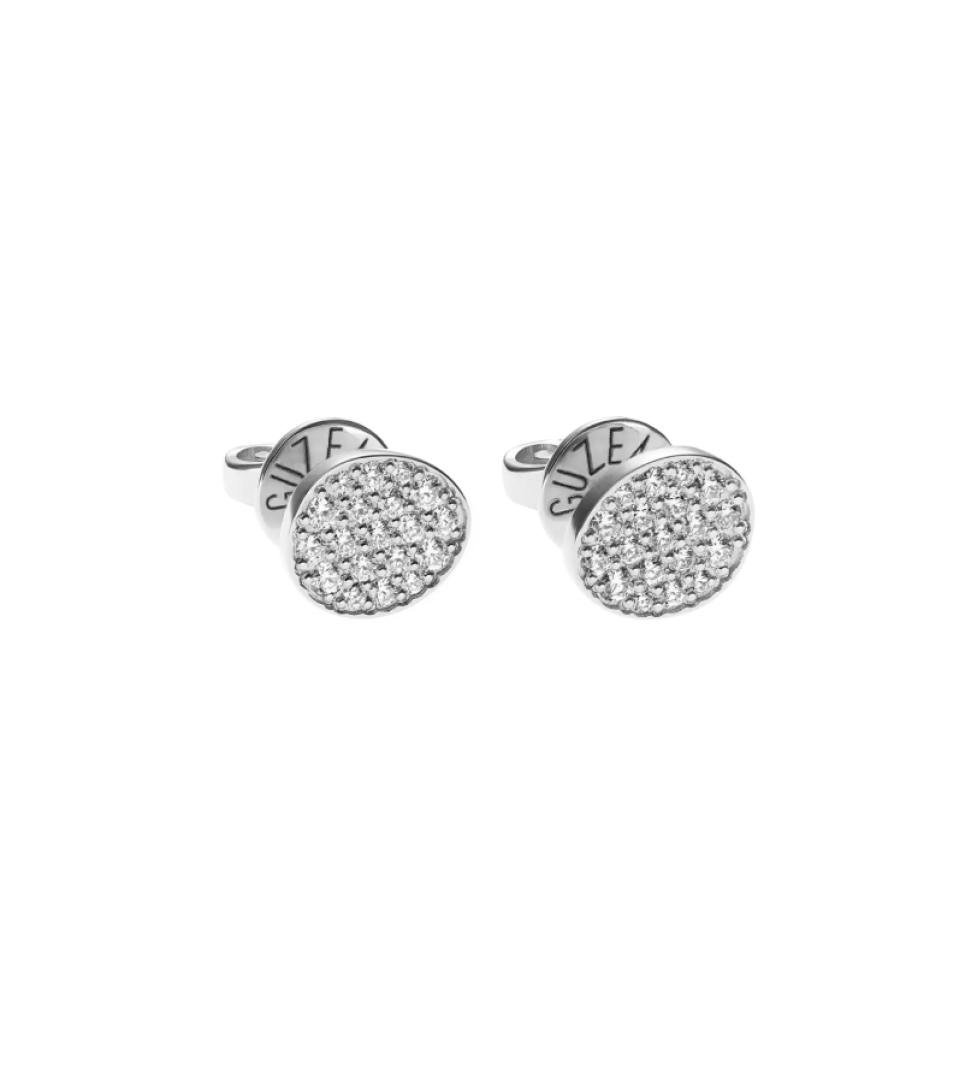 GUZEMA earrings medium clubs with diamonds White Gold