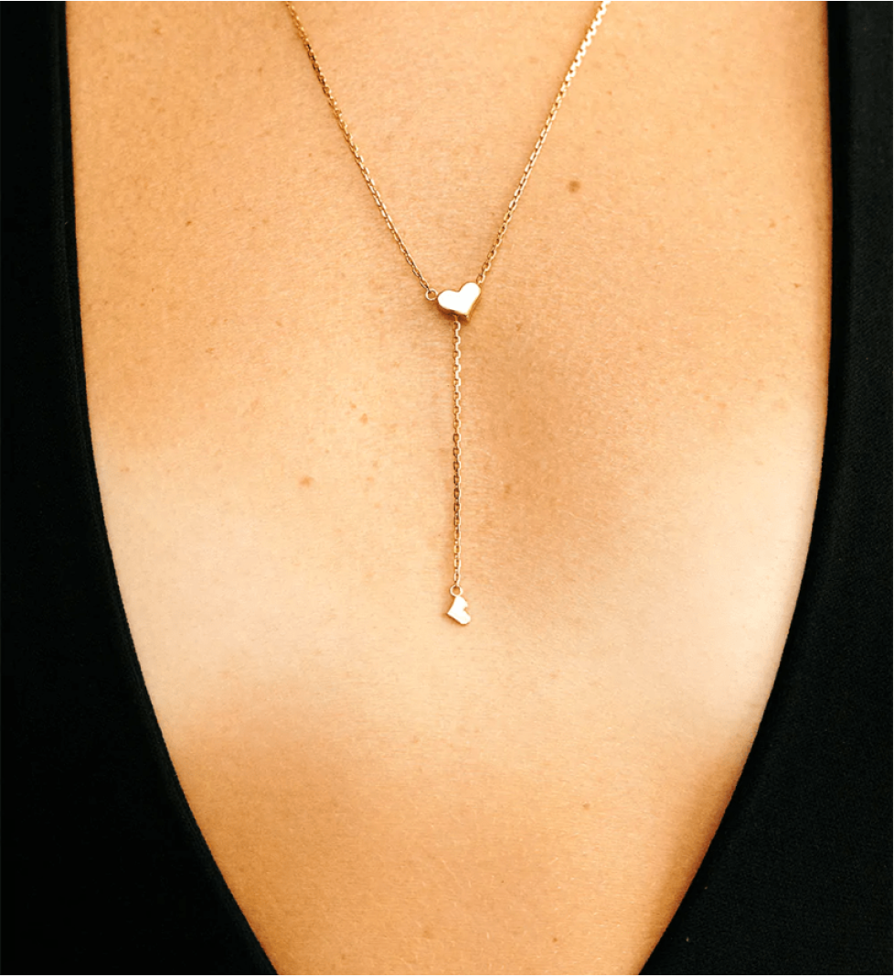 GUZEMA transforming necklace, heart on a chain Gold