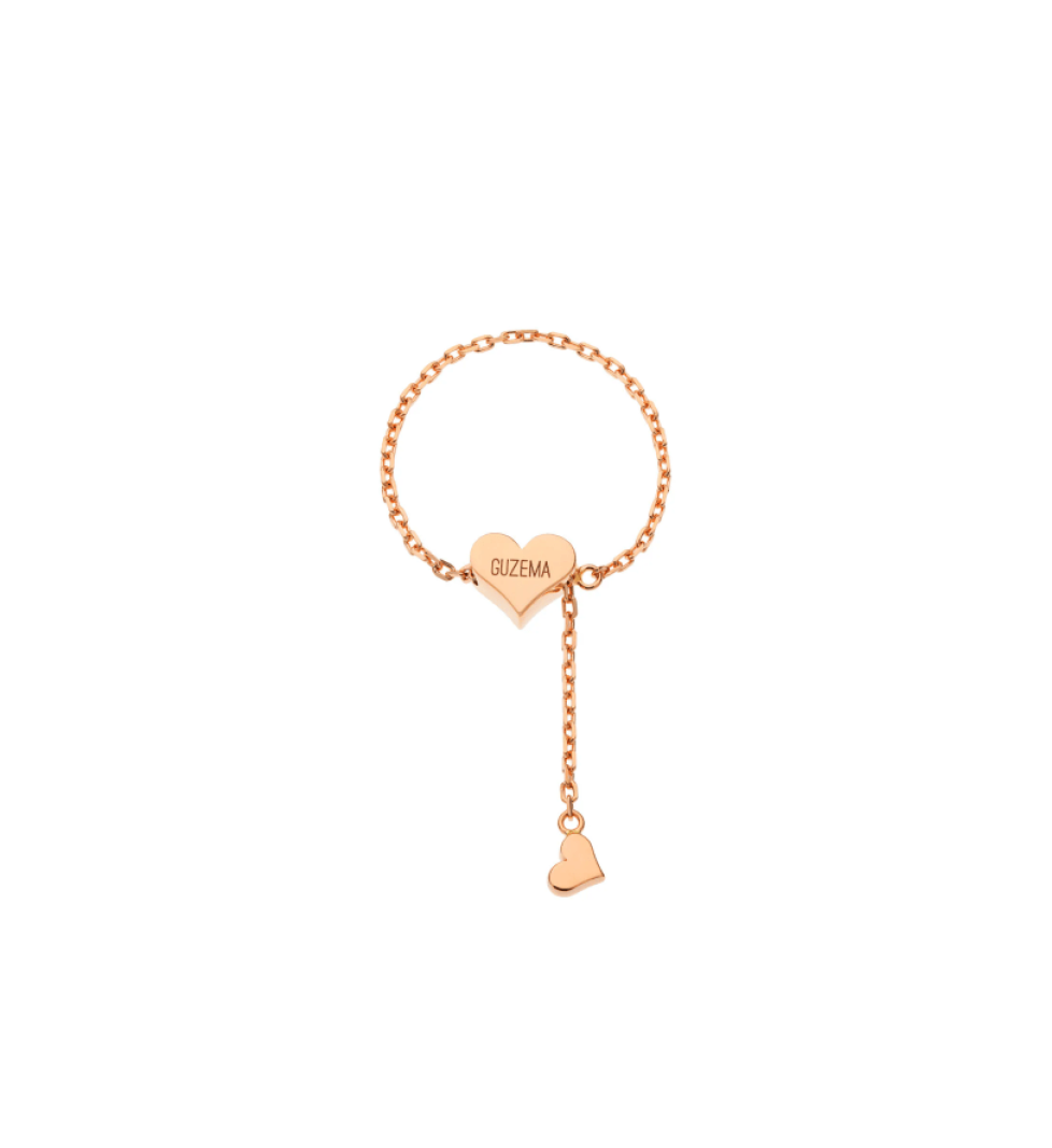 GUZEMA transforming ring with a heart Pink Gold