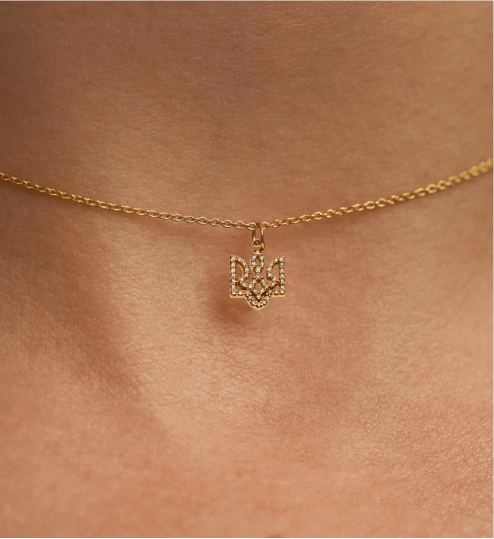 GUZEMA necklace Trident with diamonds Gold