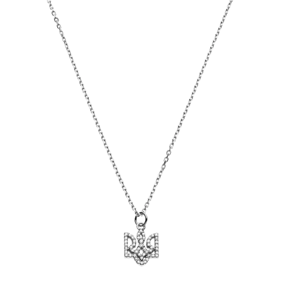 GUZEMA necklace Trident with diamonds White Gold