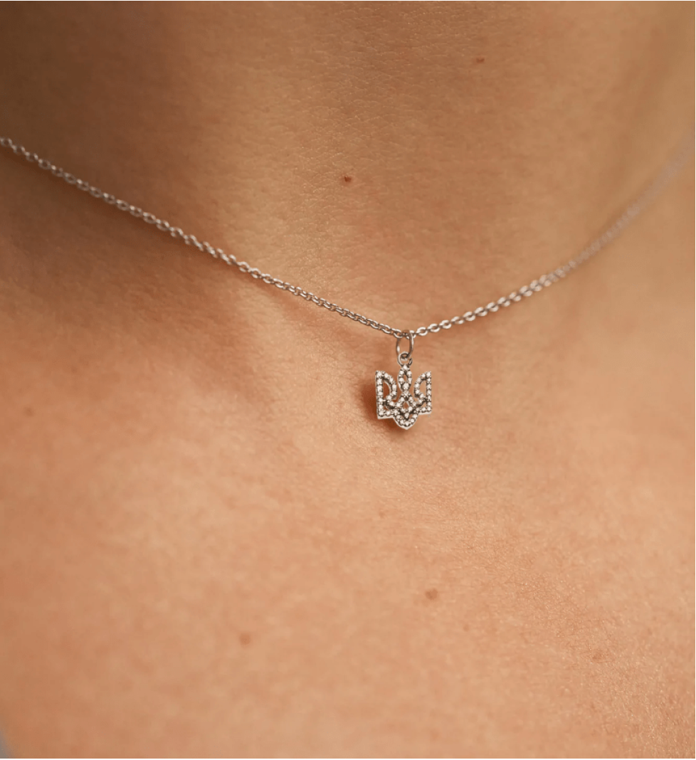 GUZEMA necklace Trident with diamonds White Gold