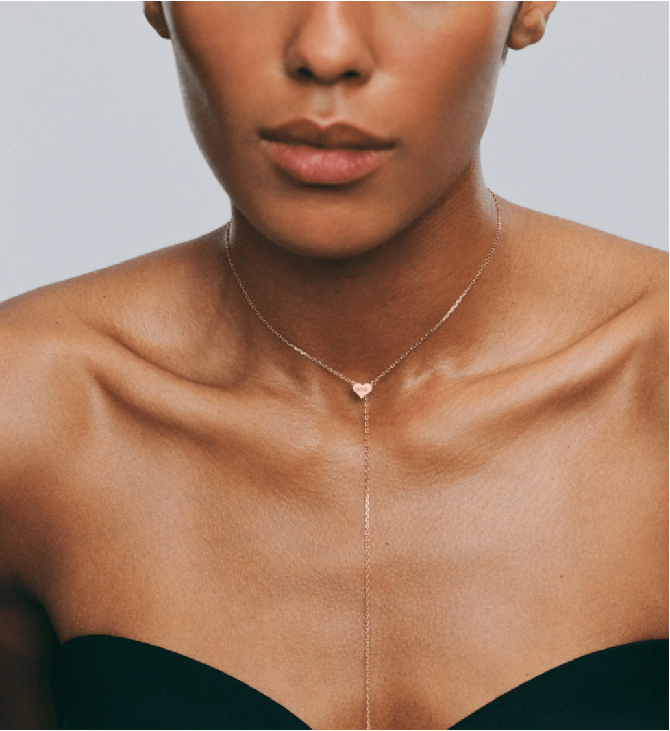 GUZEMA transforming necklace with a heart Pink Gold