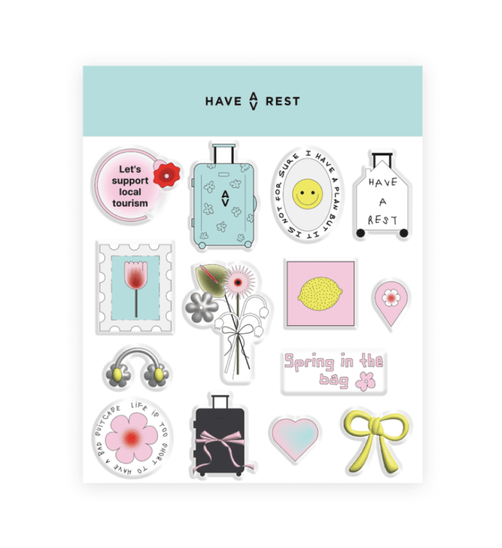 Have A Rest Sping Mood set of 3D stickers blue