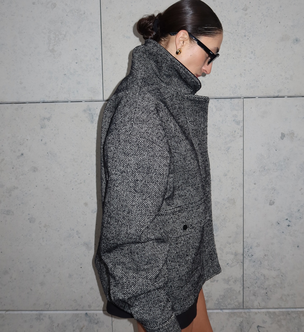 HAVRY bomber jacket with zipper and rivets grey