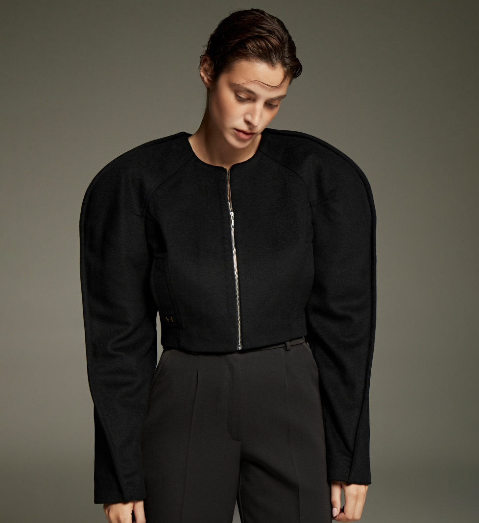 HAVRY bomber jacket with accent stitching on the sleeves black