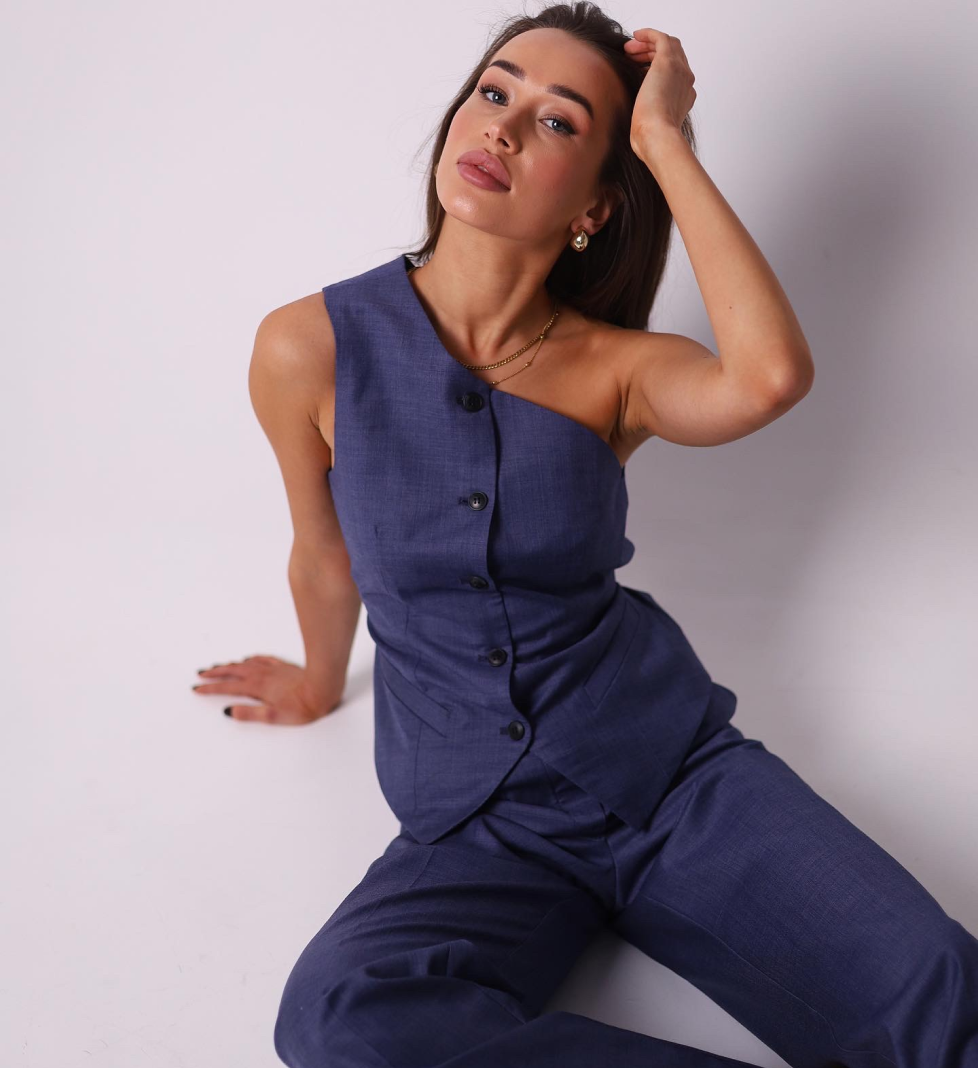 HAVRY asymmetrical suit “two-piece” blue