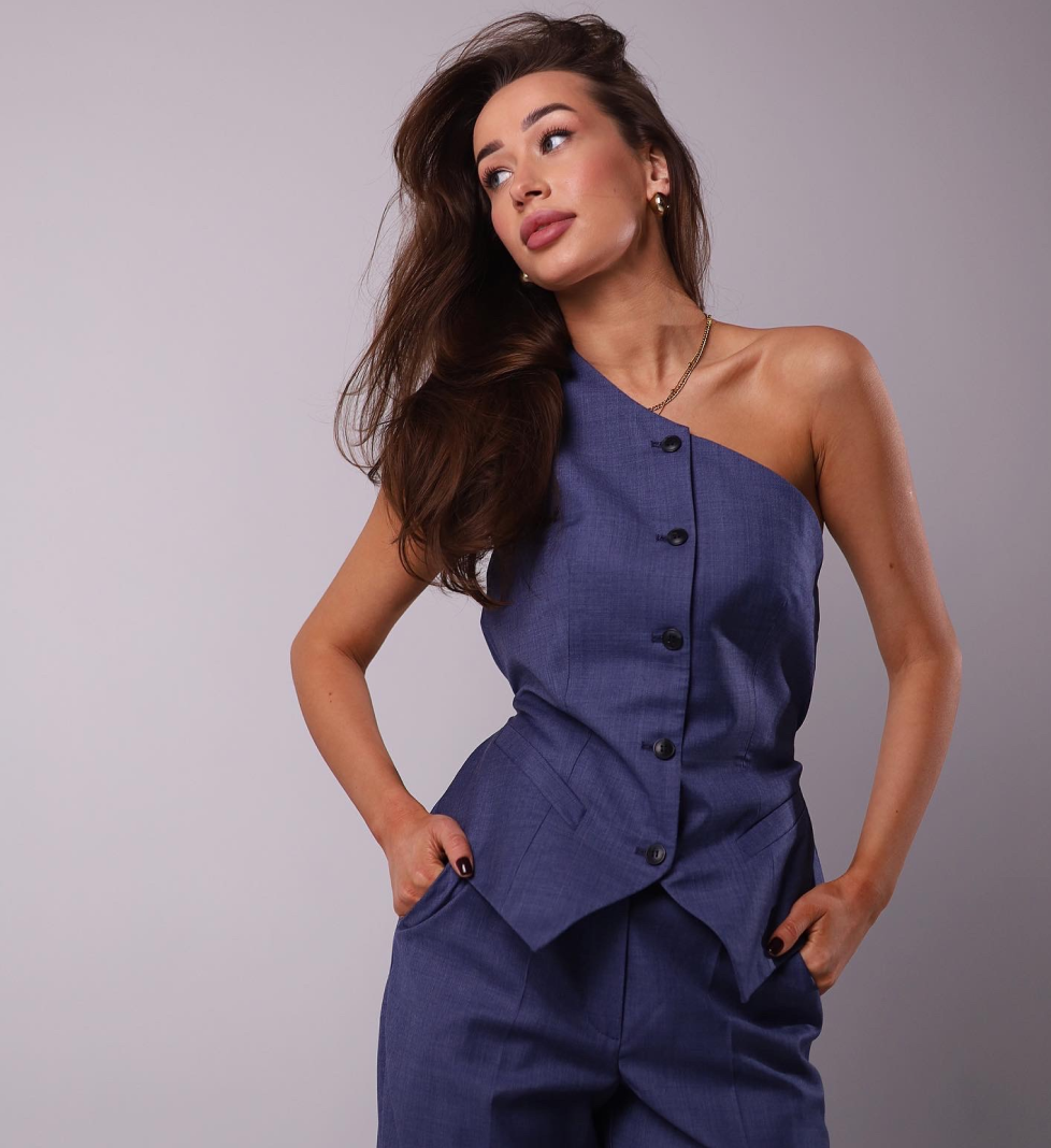 HAVRY asymmetrical suit “two-piece” blue