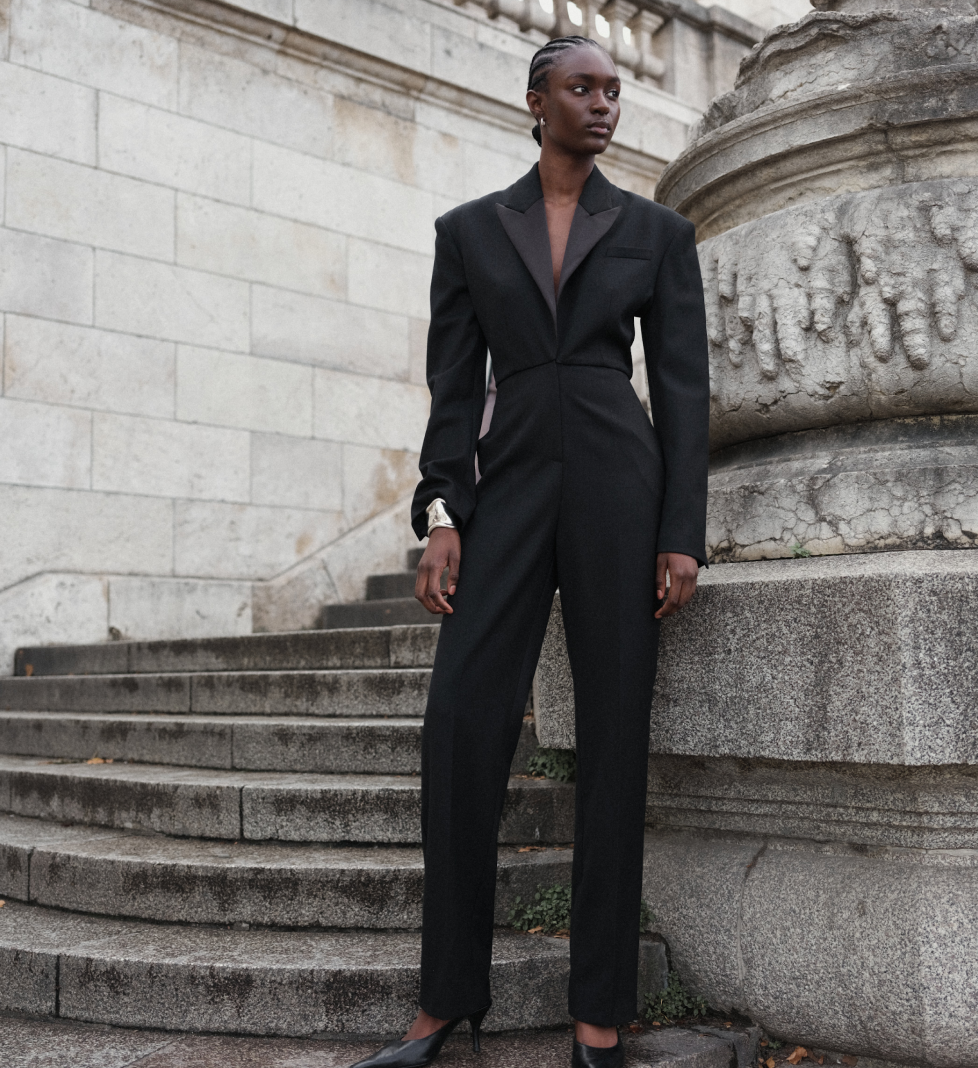 HAVRY jumpsuit with satin lapel black
