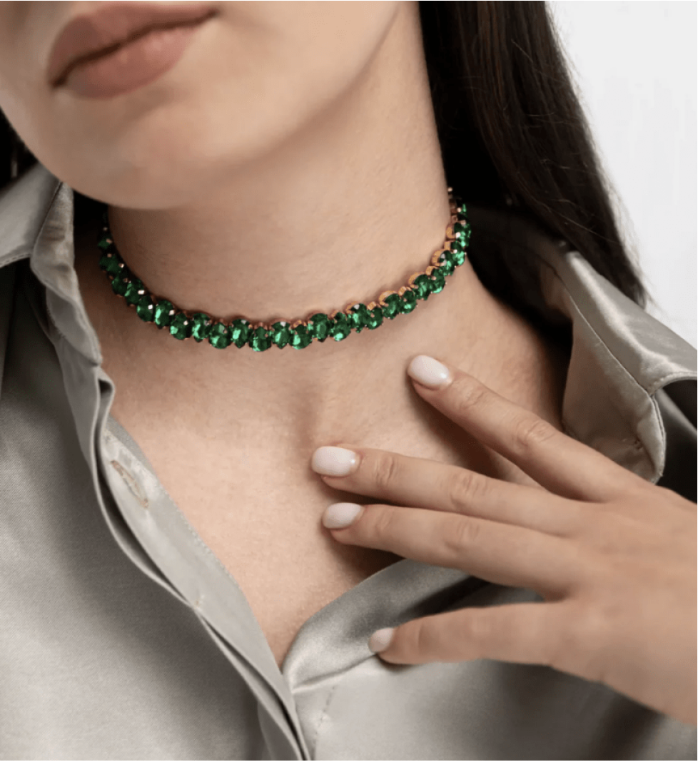 Honch Studio Choker Elaine with rhinestones Green