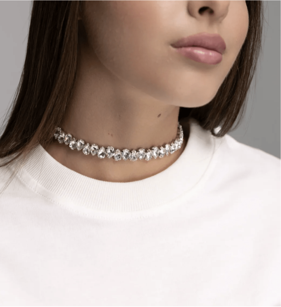 Honch Studio Choker Elaine with rhinestones White