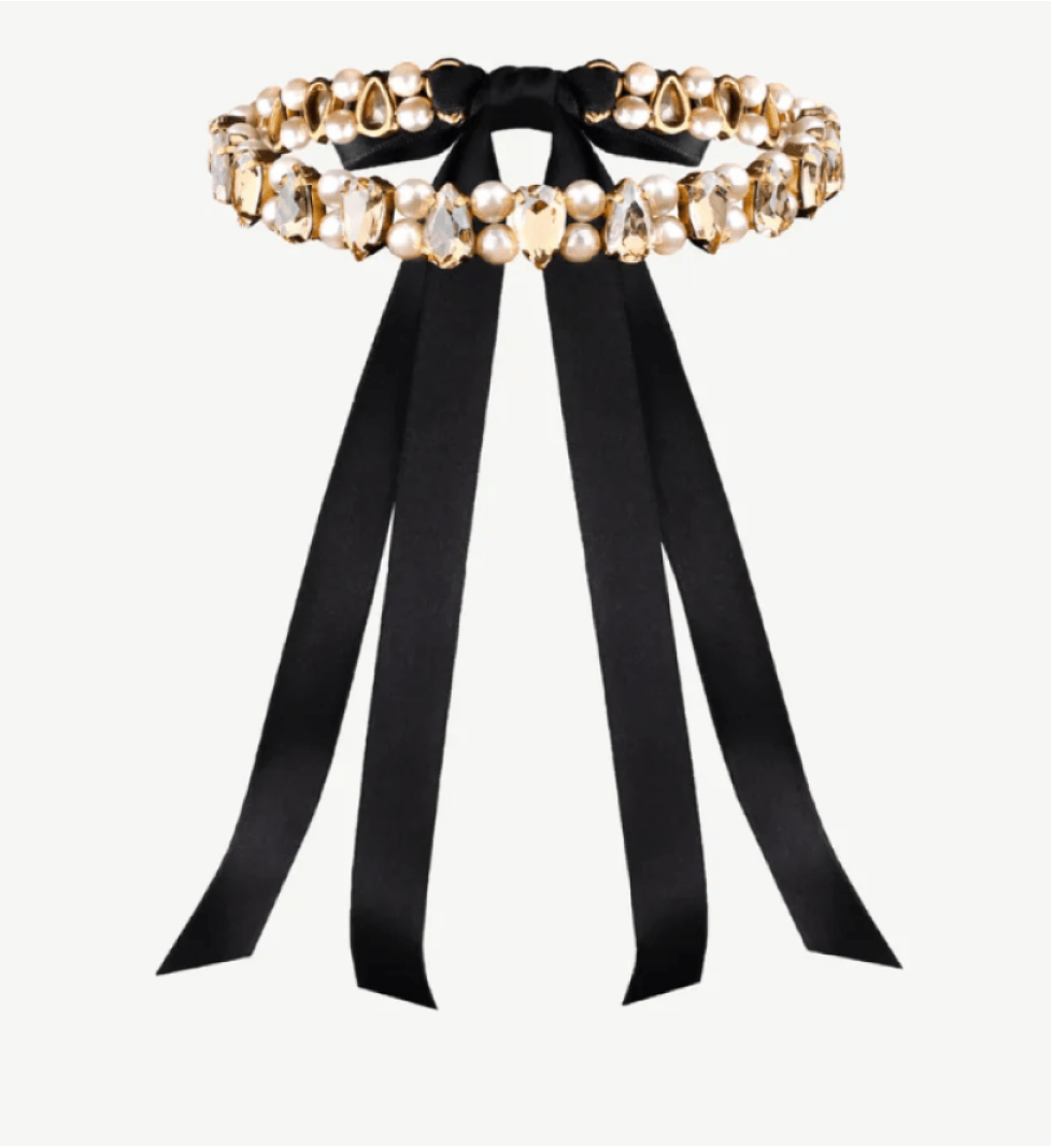 Honch Studio Choker Louise with rhinestones and pearls Golden