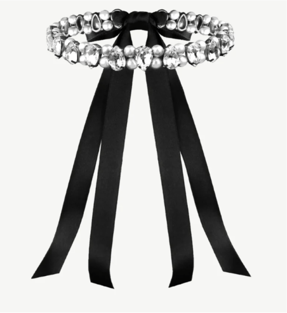 Honch Studio Choker Louise with rhinestones and pearls Grey