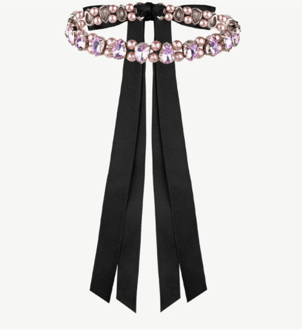 Honch Studio Choker Louise with rhinestones and pearls Violet