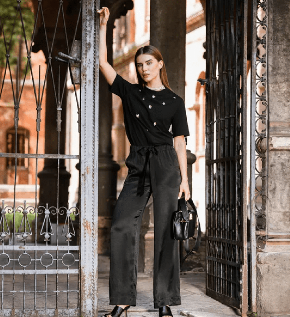 Honch Studio Satin pajama-style Trousers black