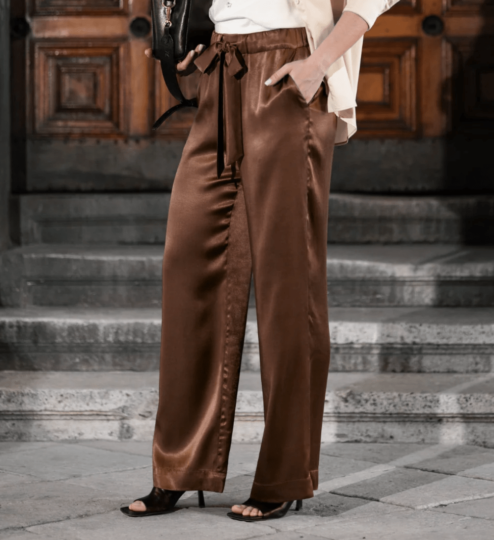 Honch Studio Satin pajama-style Trousers brown