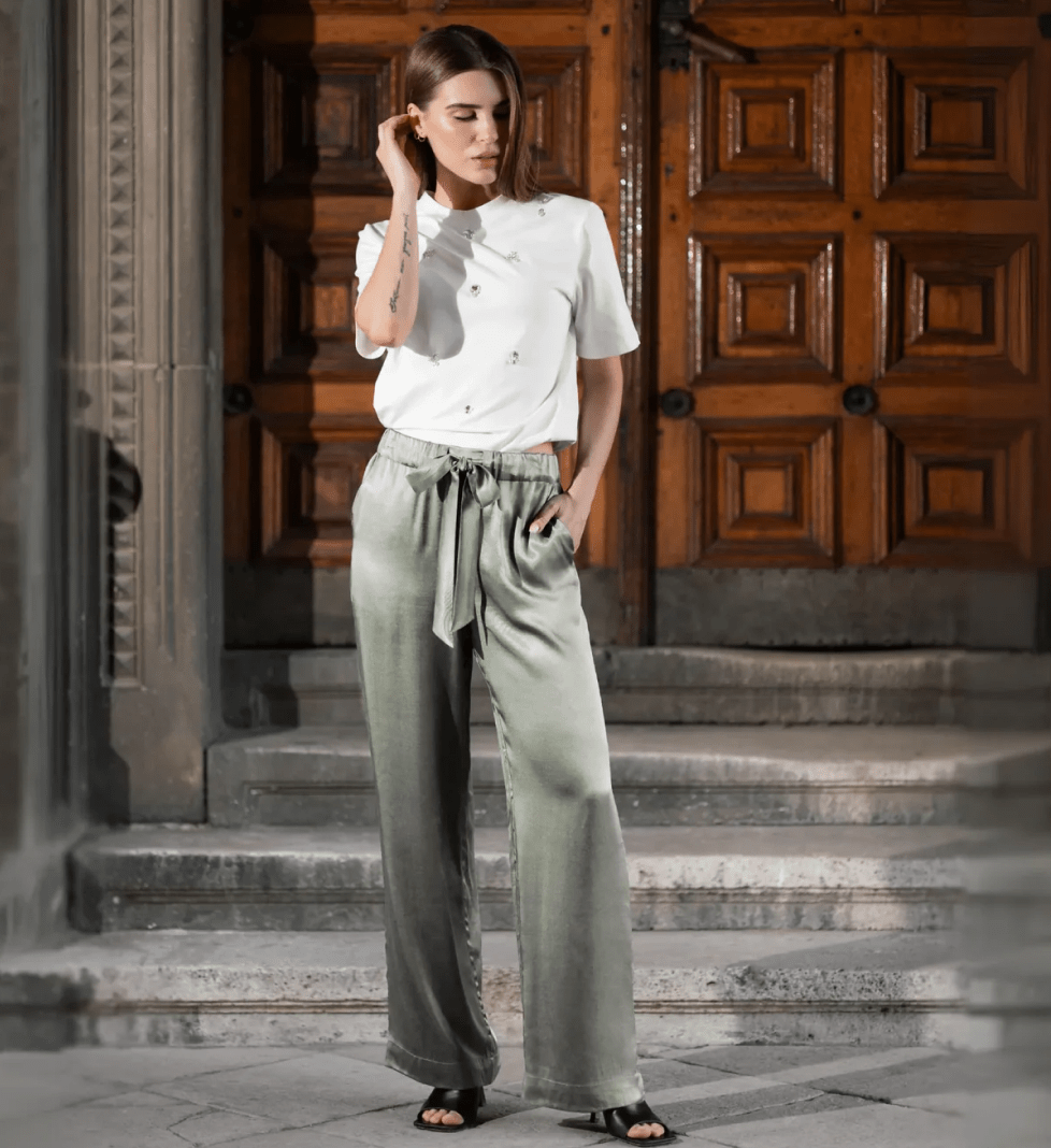 Honch Studio Satin pajama-style Trousers grey