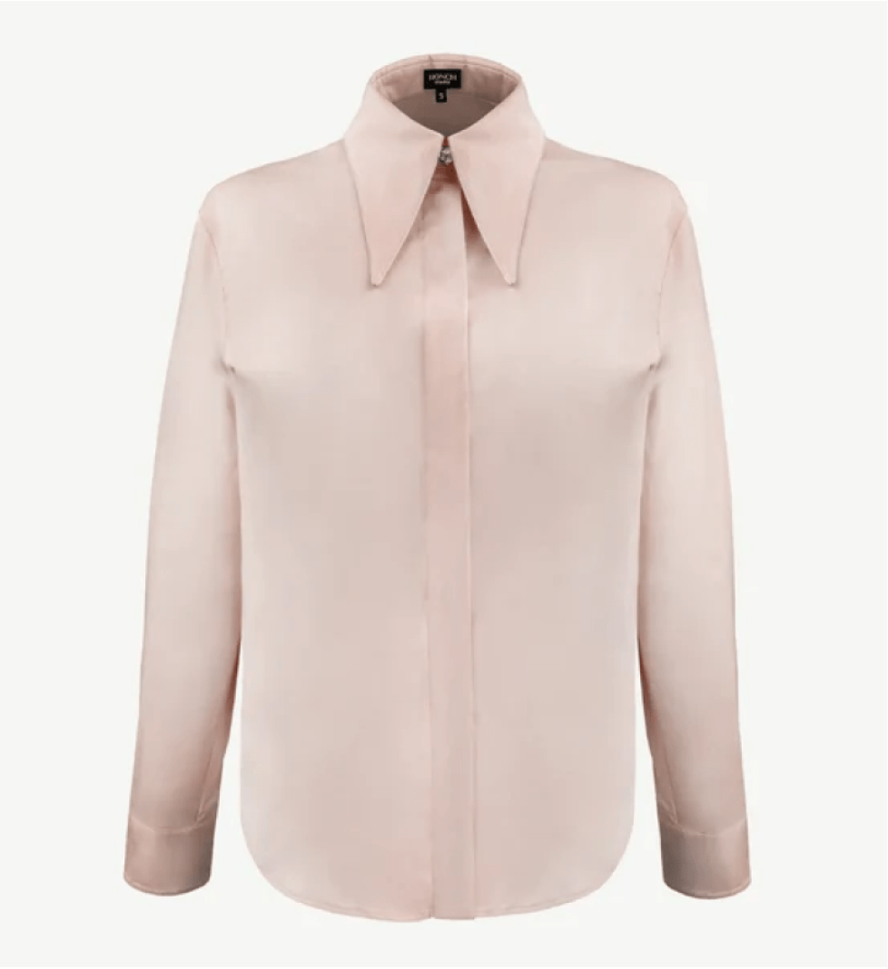 Honch Studio Cotton shirt with accent button Beige