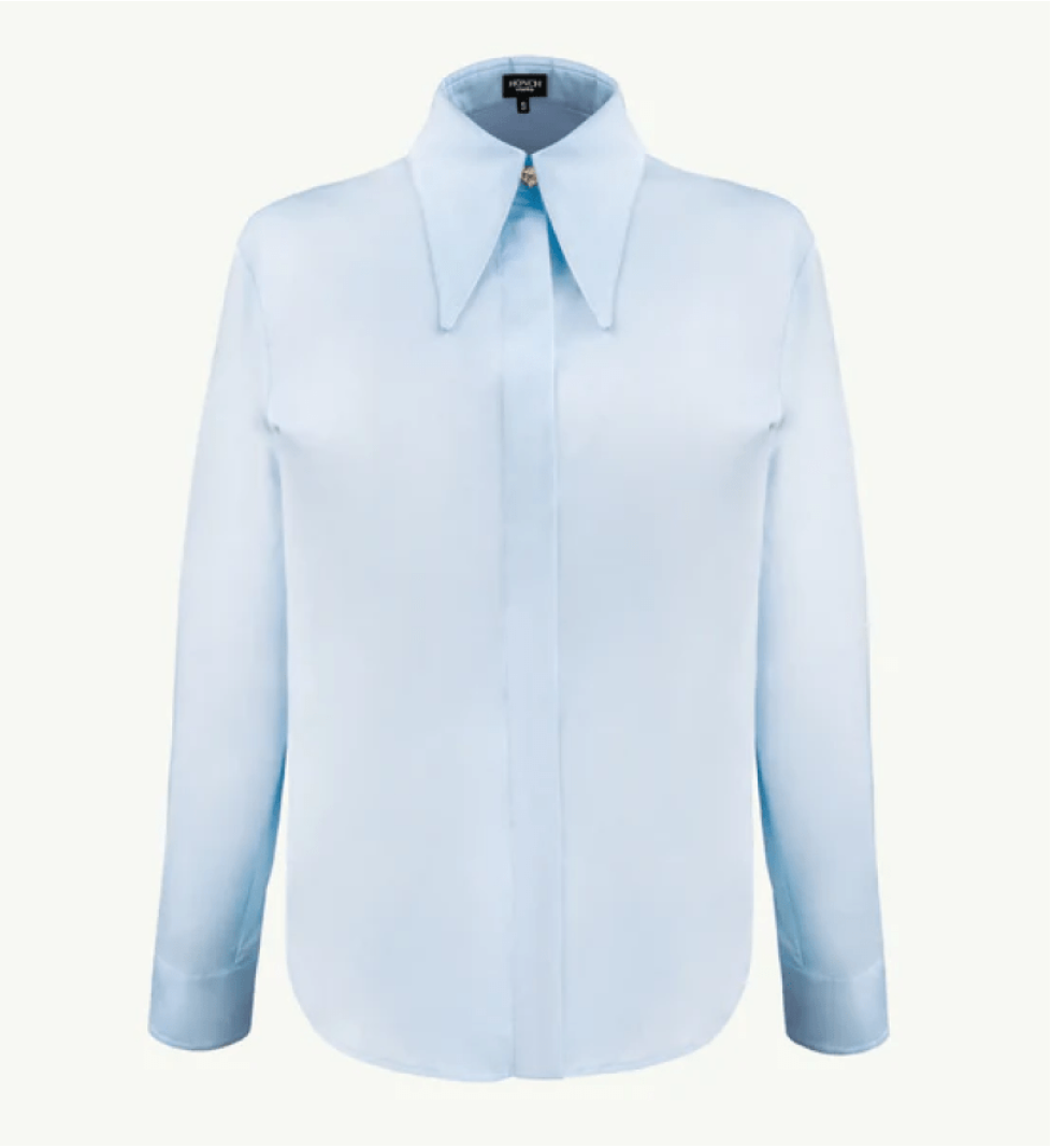 Honch Studio Cotton shirt with accent button Light Blue