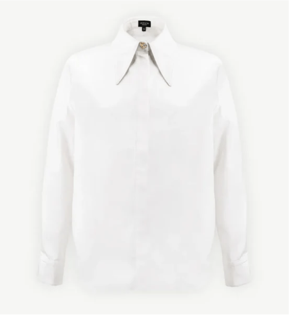 Honch Studio Cotton shirt with accent button White