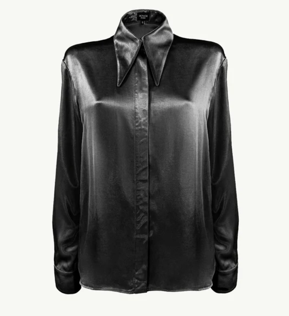 Honch Studio Satin pajama-style shirt black