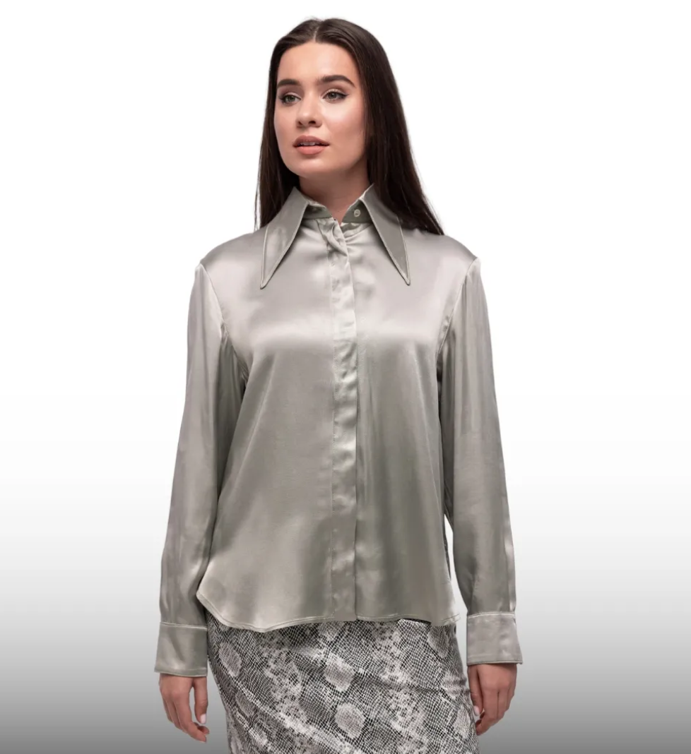 Honch Studio Satin pajama-style shirt grey