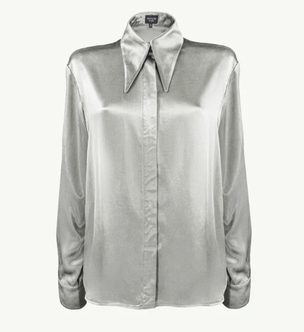 Honch Studio Satin pajama-style shirt grey