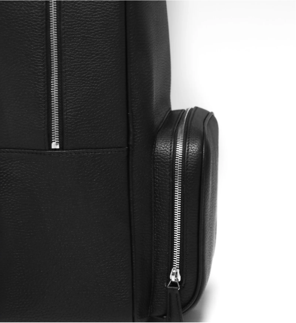 HRECHKO Black leather backpack with embossed logo