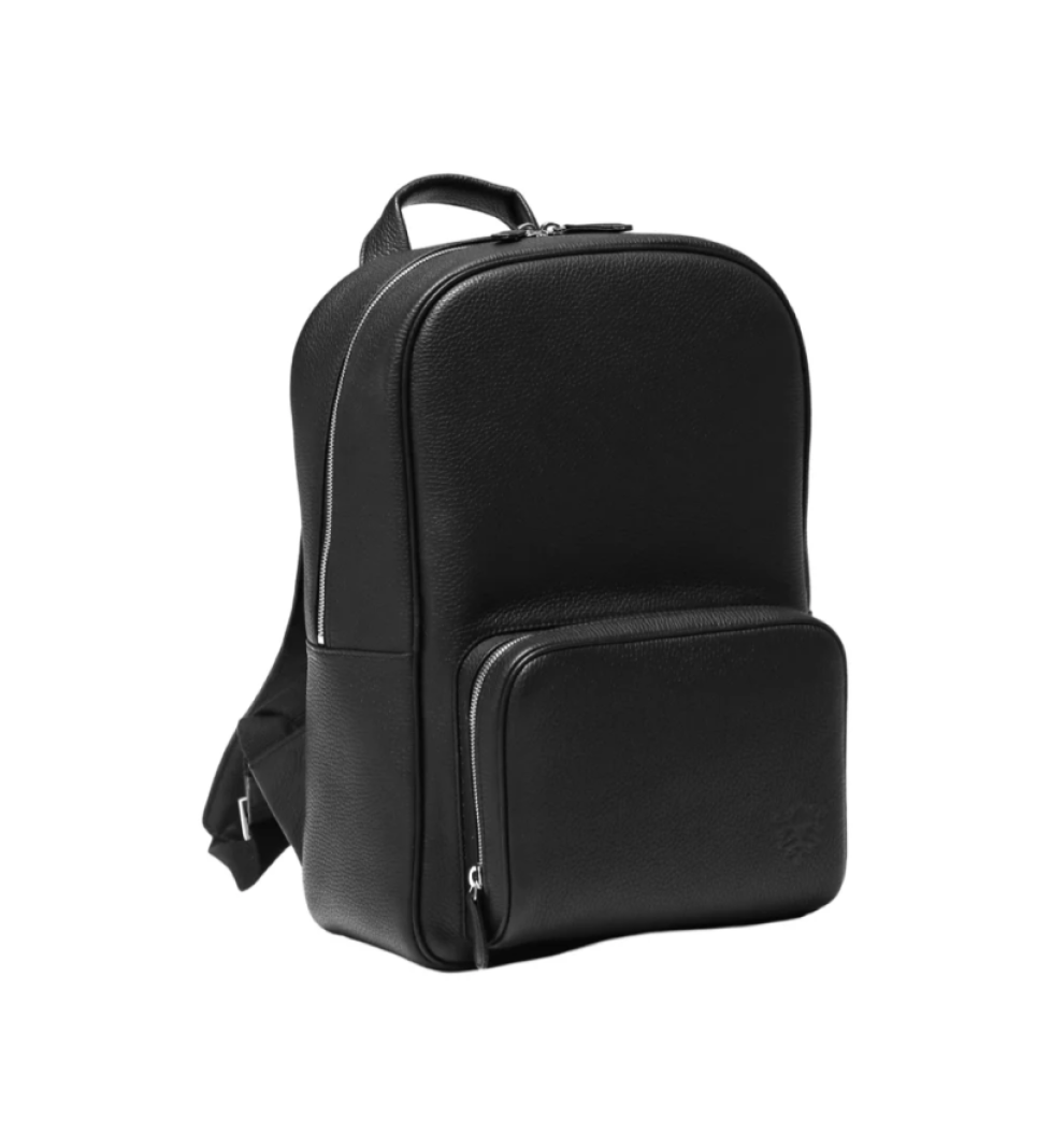 HRECHKO Black leather backpack with embossed logo