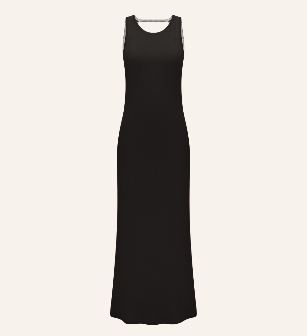 Katerina Kvit Viscose knitted dress with an open back black