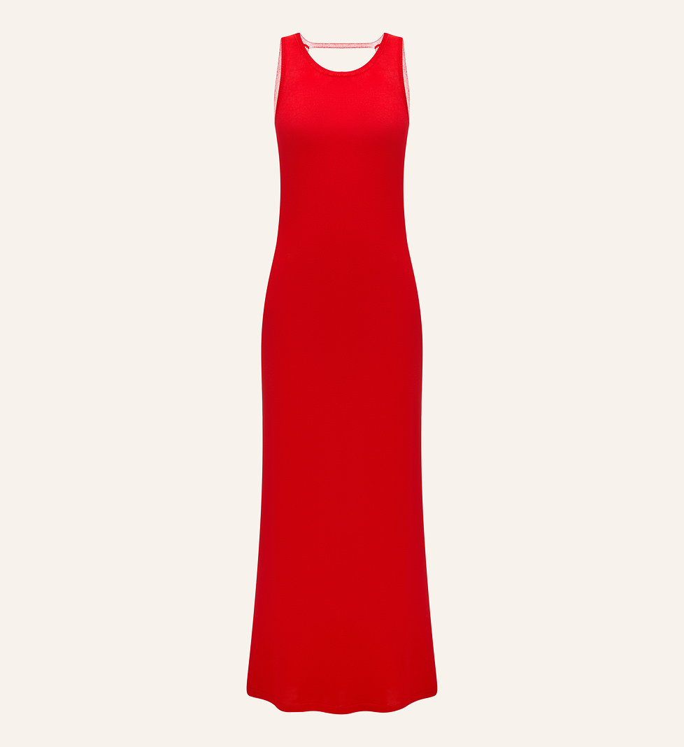 Katerina Kvit Viscose knitted dress with an open back red