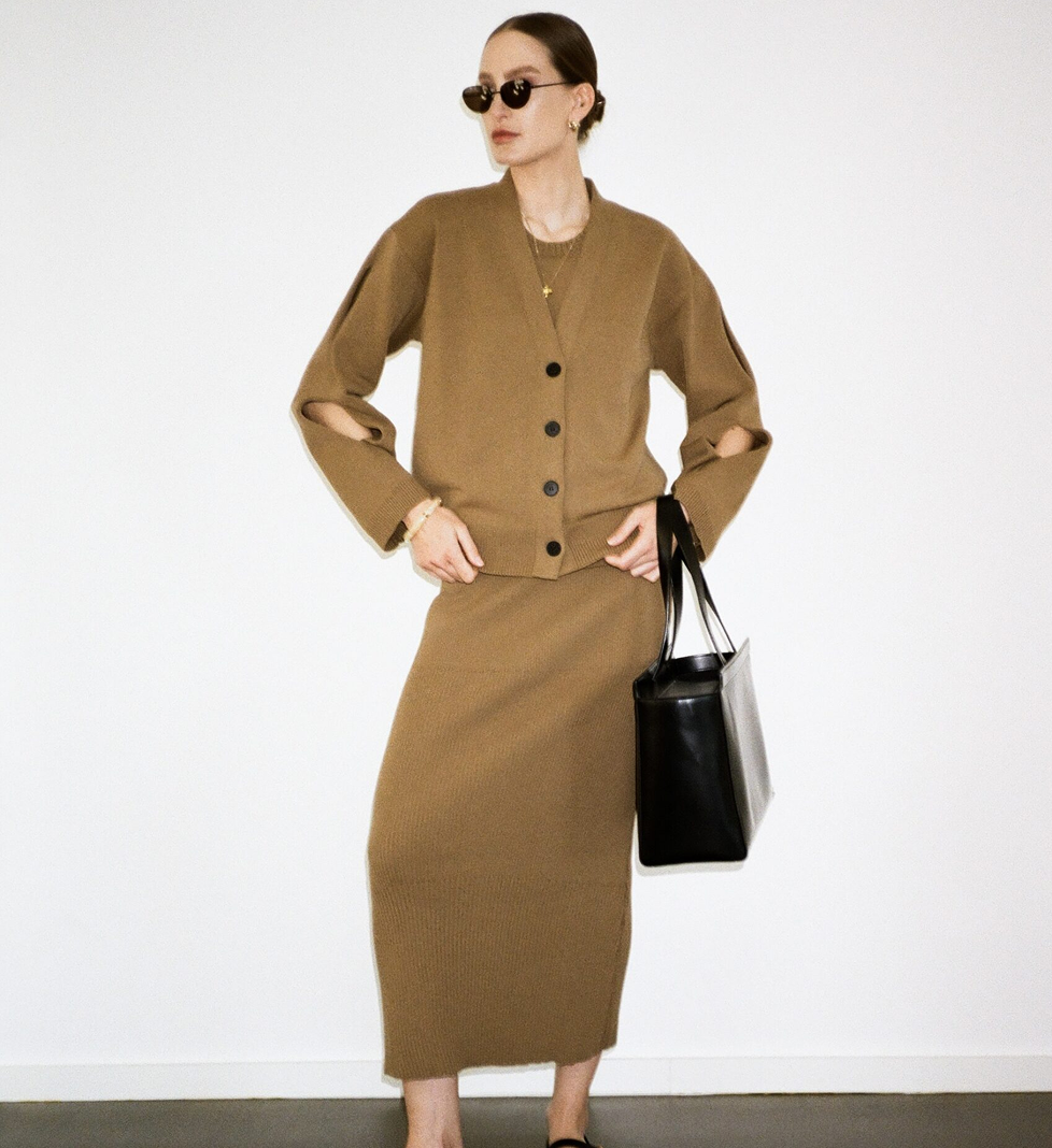 Katerina Kvit Knitted beige cotton skirt