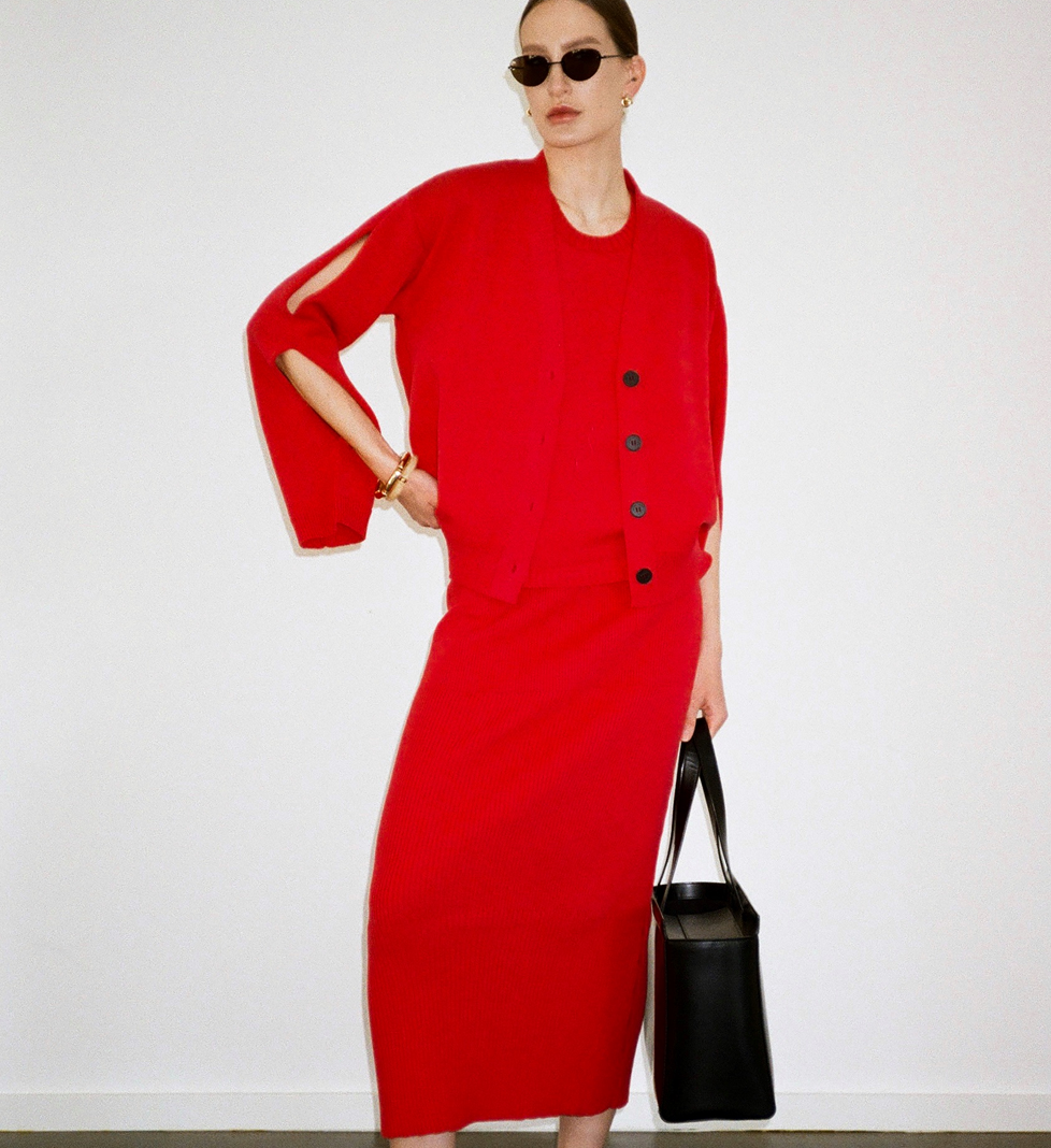 Katerina Kvit Knitted red cotton skirt