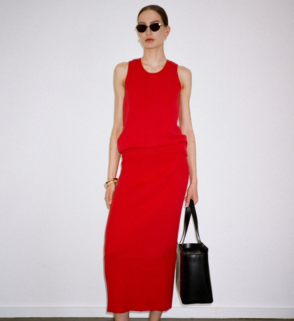 Katerina Kvit Knitted red cotton skirt
