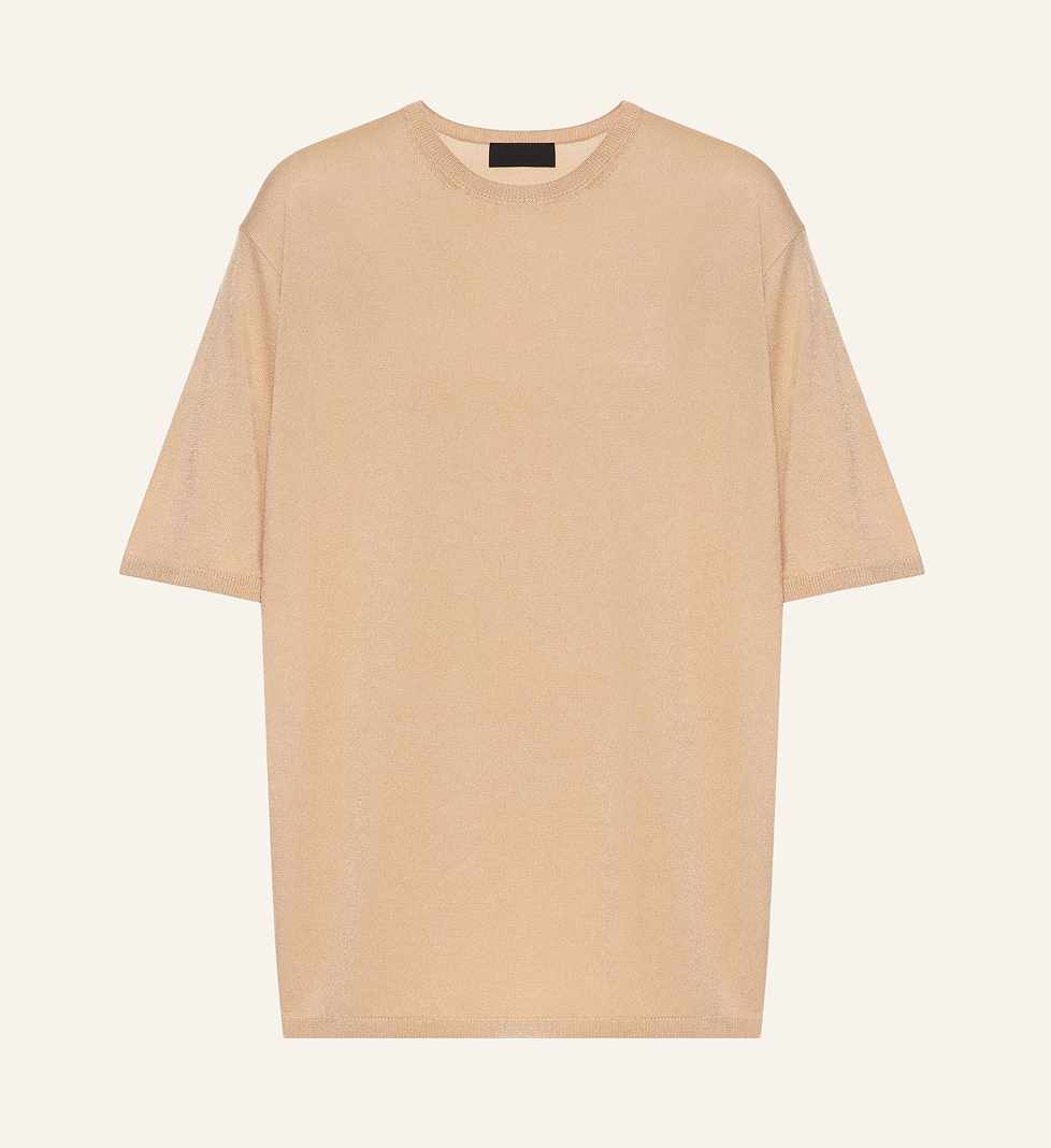 Katerina Kvit beige viscose knitted T-shirt