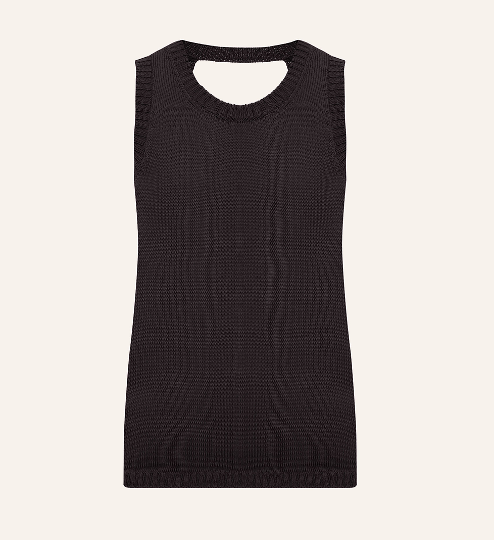 Katerina Kvit cotton knitted T-shirt with open back black