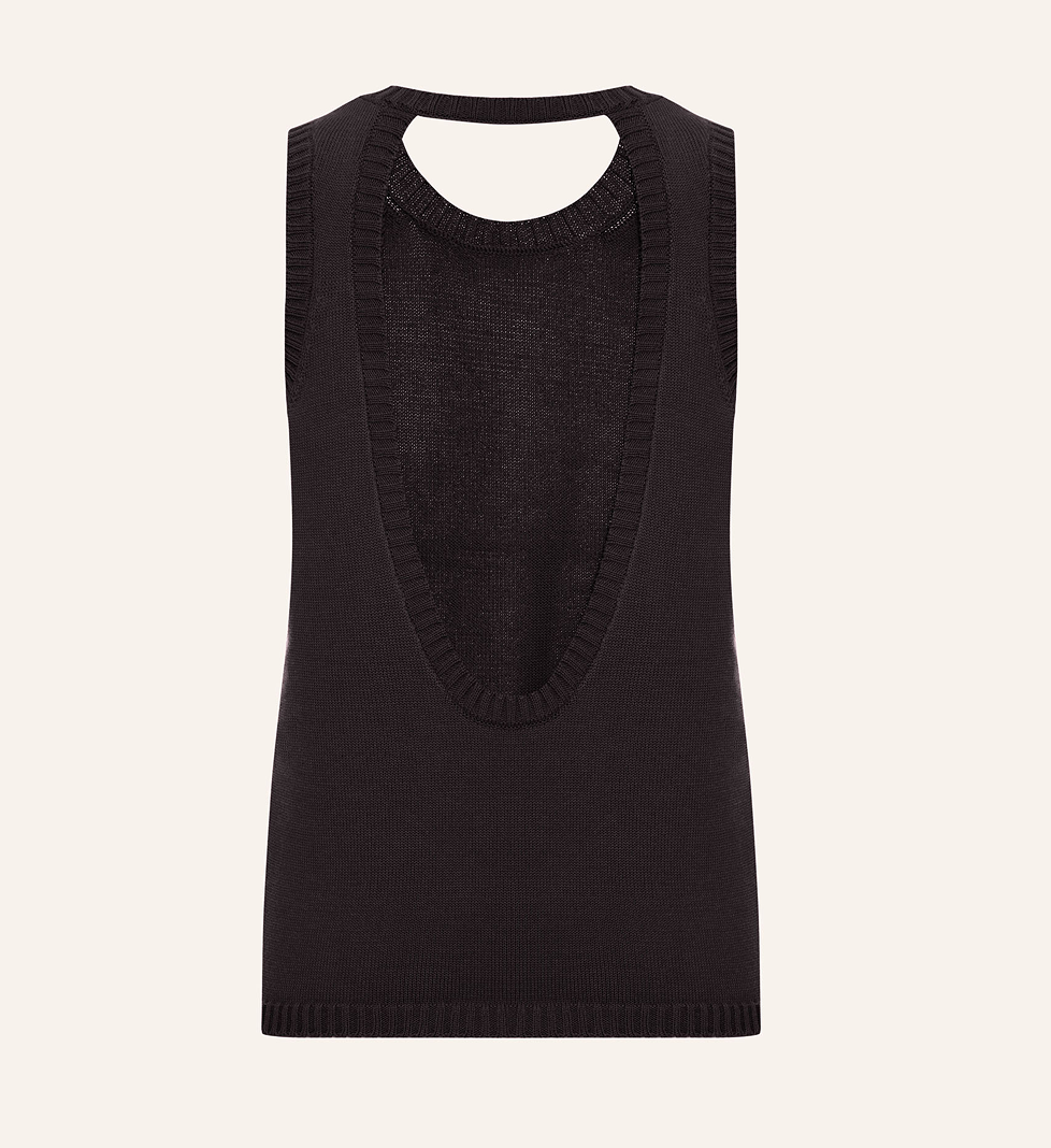 Katerina Kvit cotton knitted T-shirt with open back black
