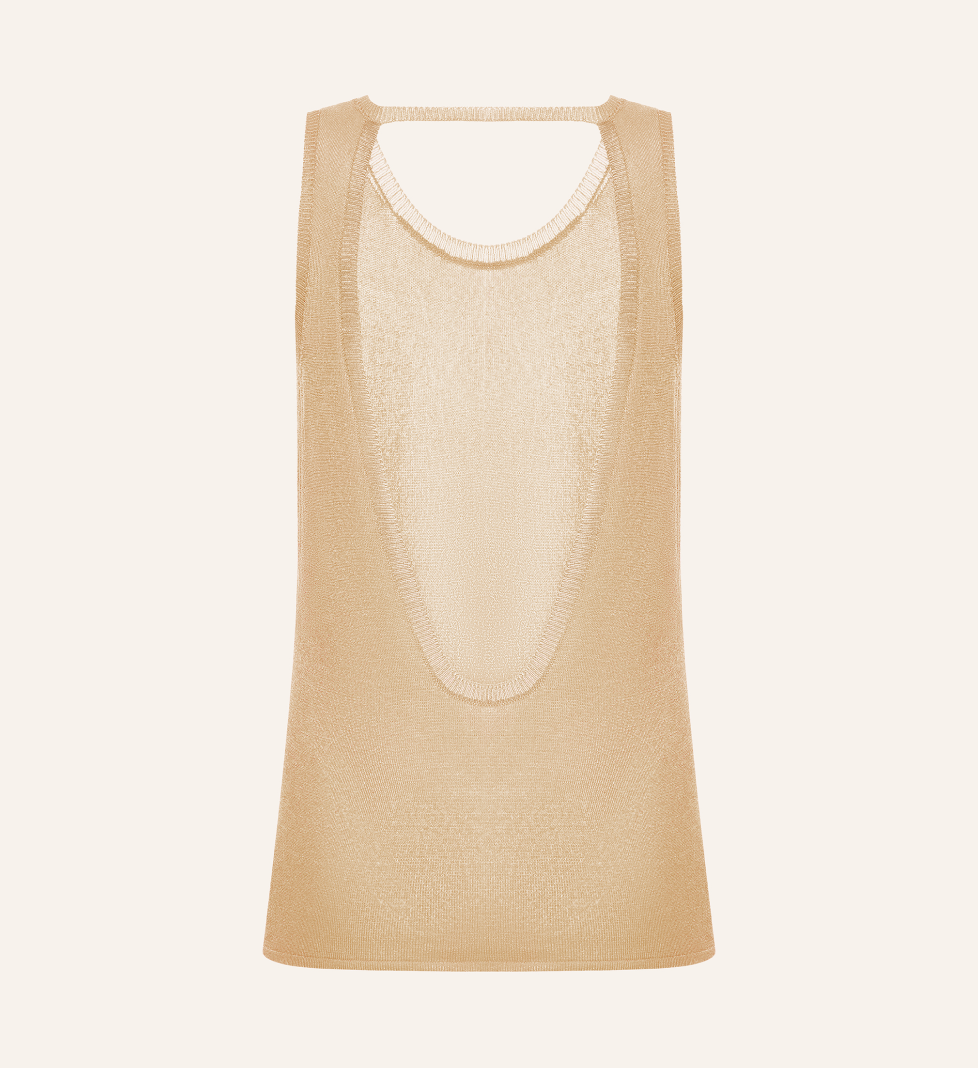 Katerina Kvit knitted T-shirt with open back beige
