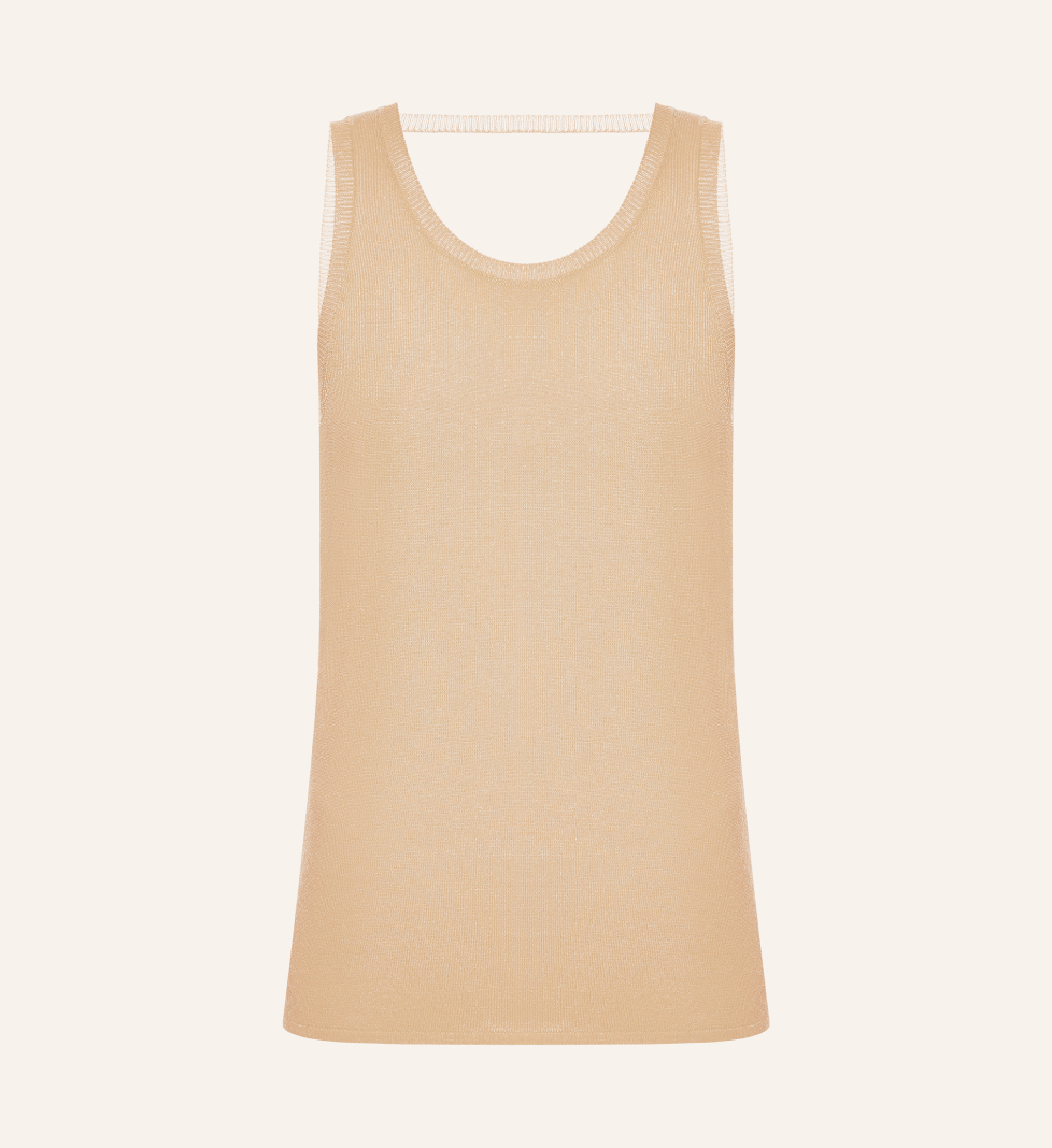 Katerina Kvit knitted T-shirt with open back beige