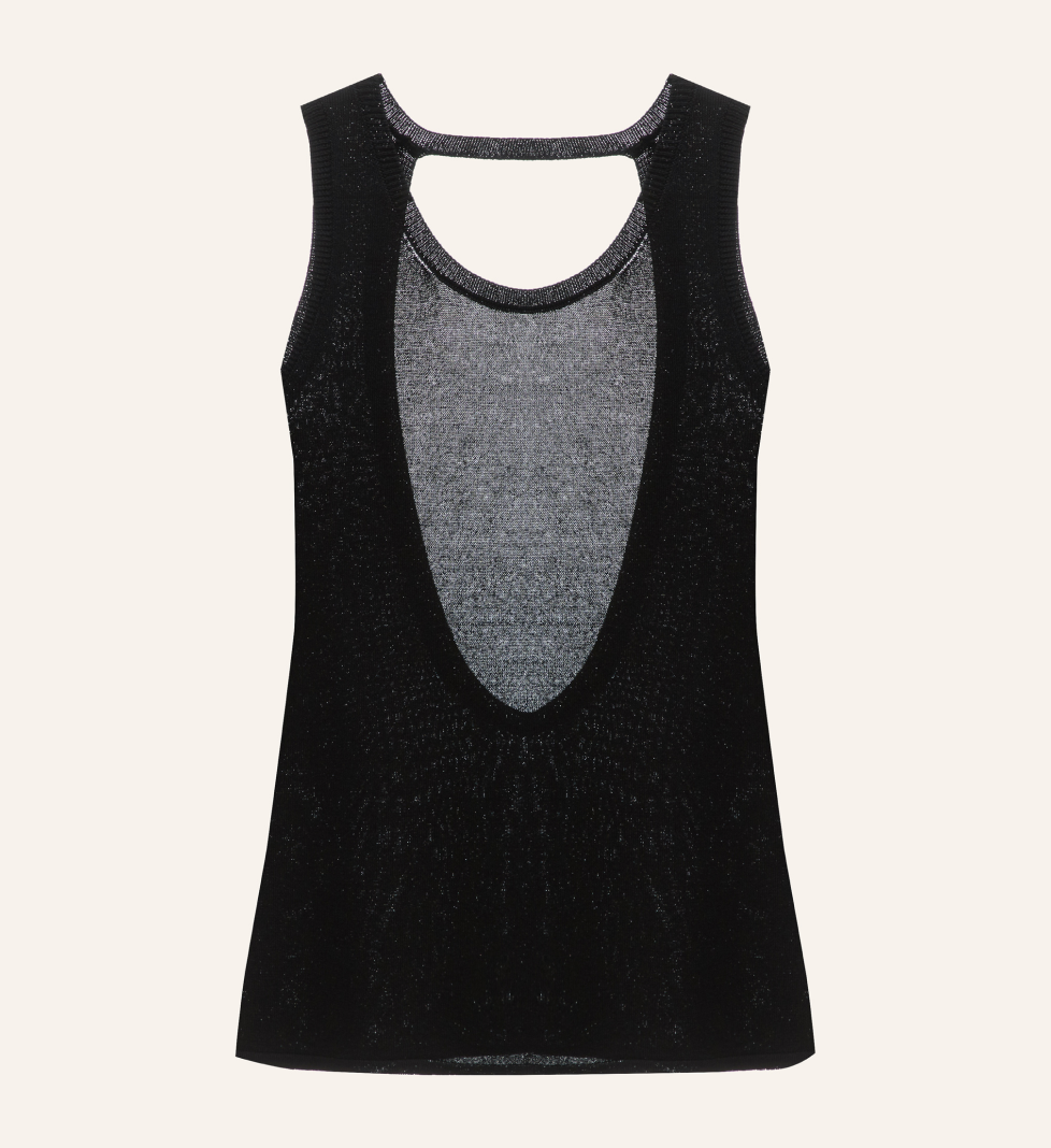 Katerina Kvit knitted T-shirt with open back black