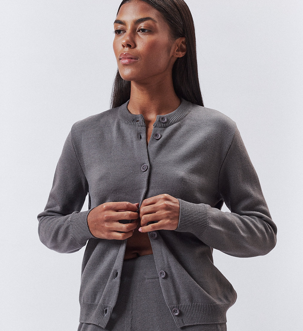 Keenly graphite button-down cardigan