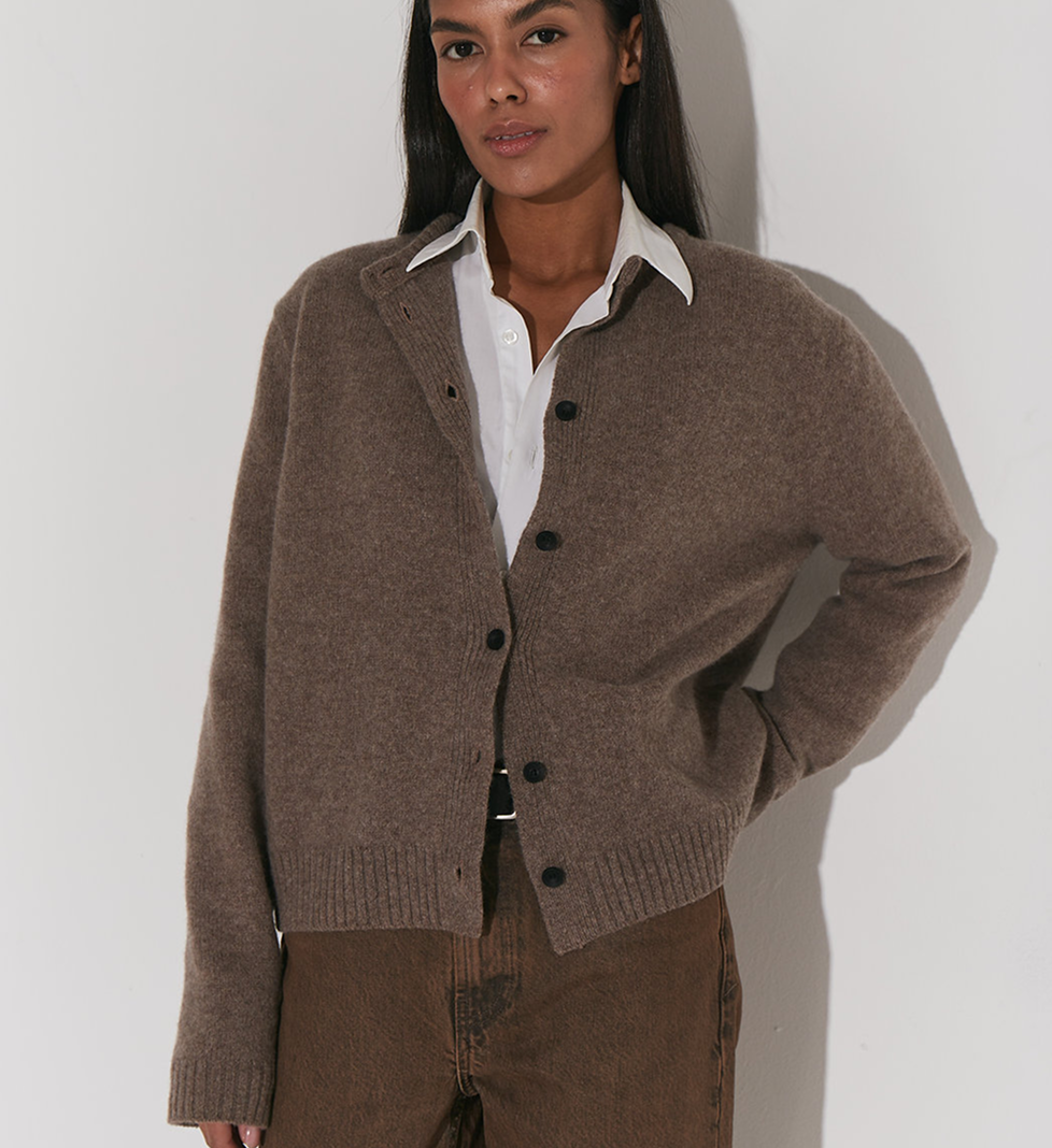Keenly mokko button-down cardigan, extra soft cashmere and wool