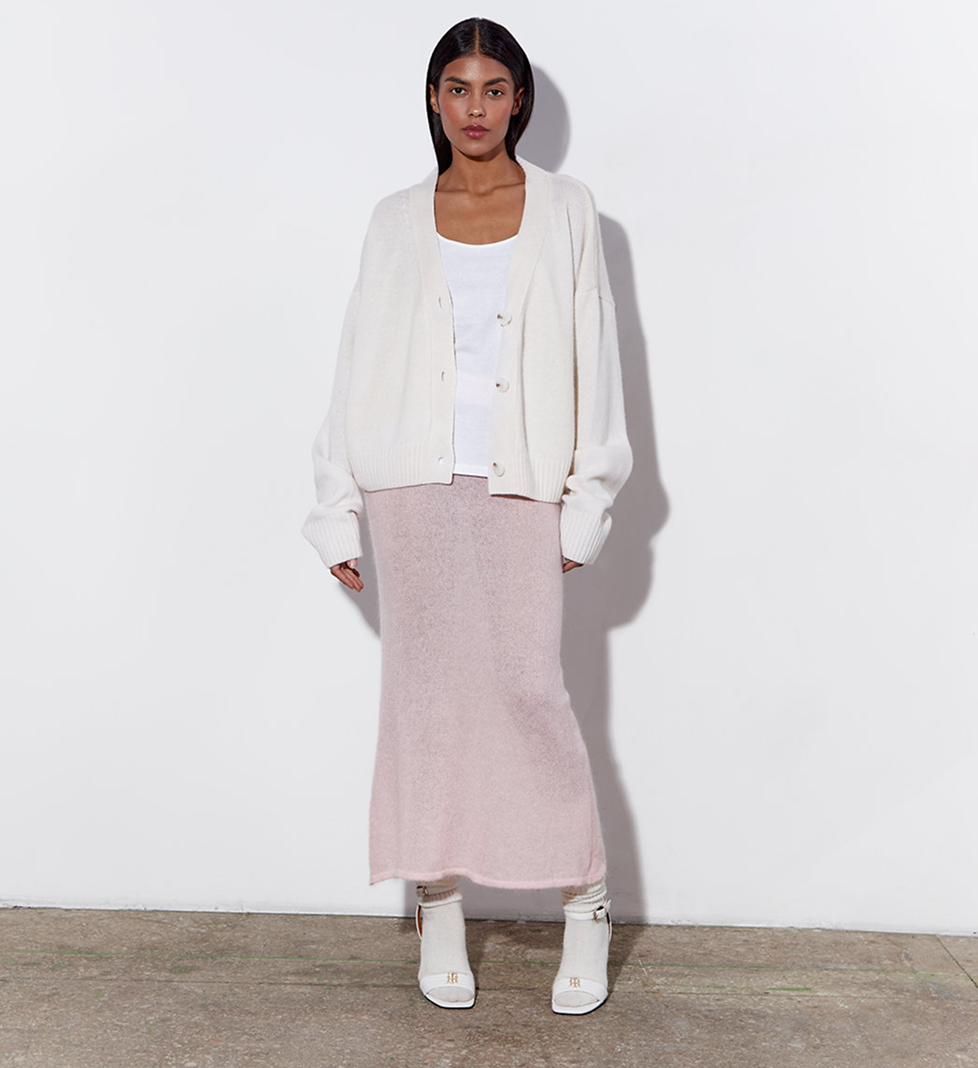 Keenly white button-down cardigan with V-neck