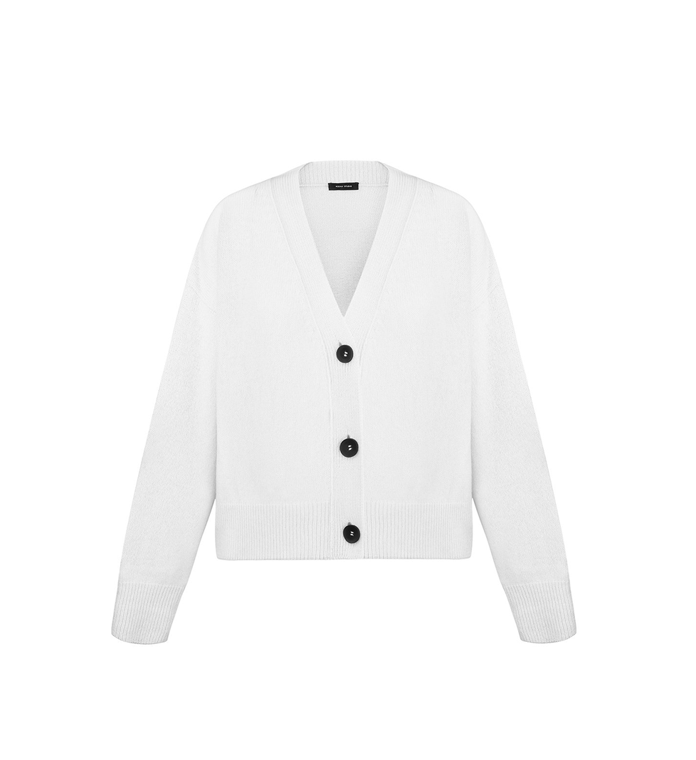 Keenly white button-down cardigan with V-neck