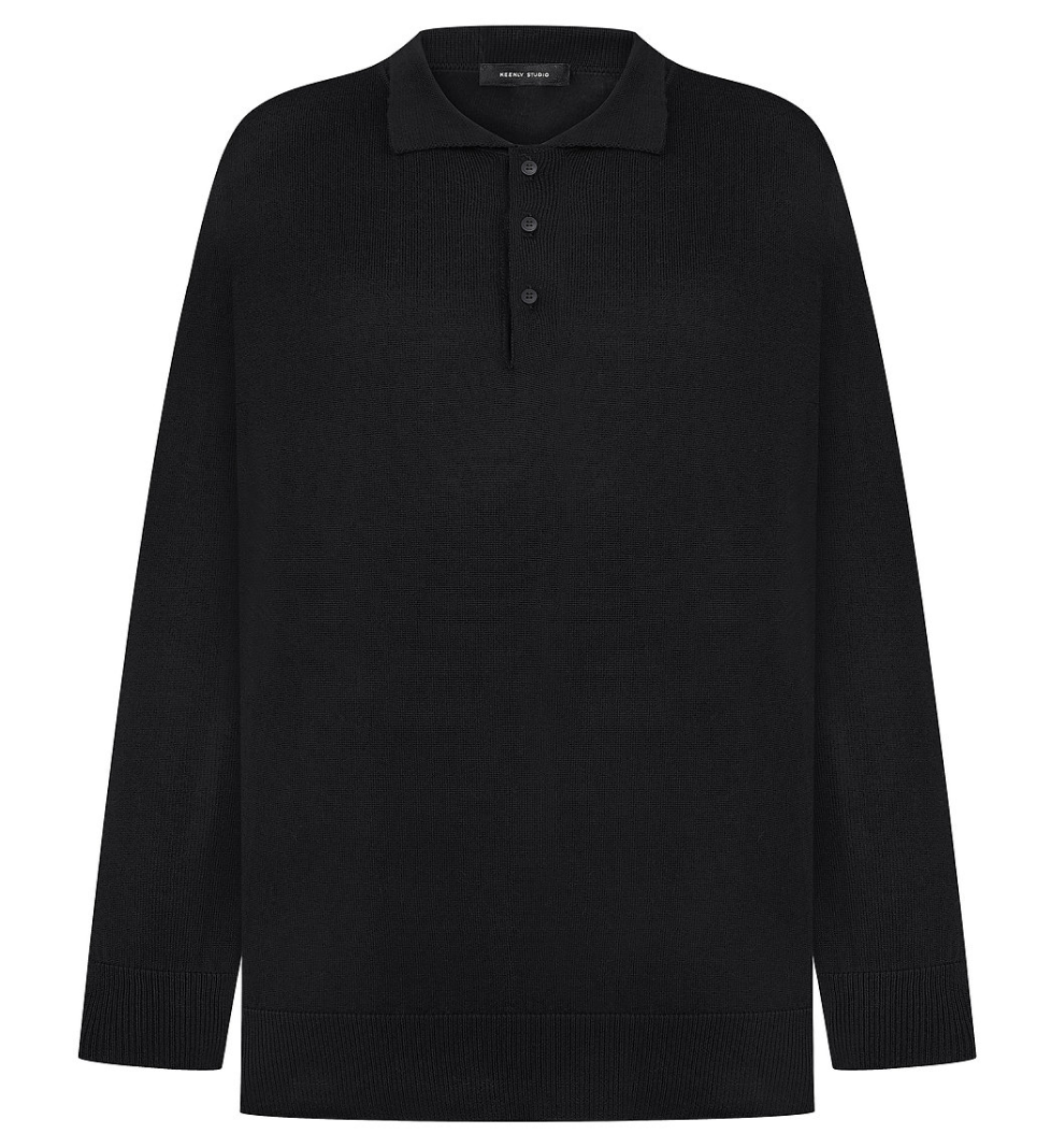 Keenly polo shirt with a three-button collar and long sleeves