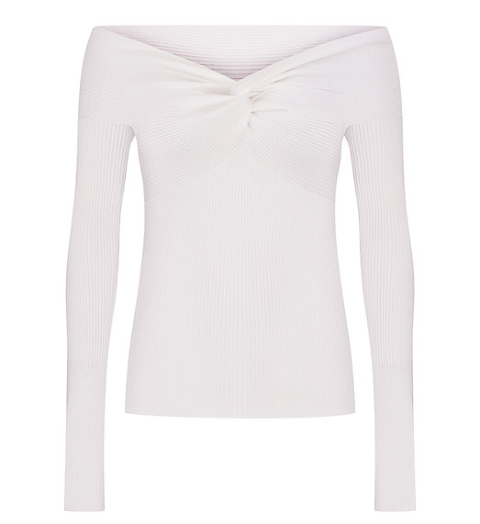 Keenly open shoulder top white