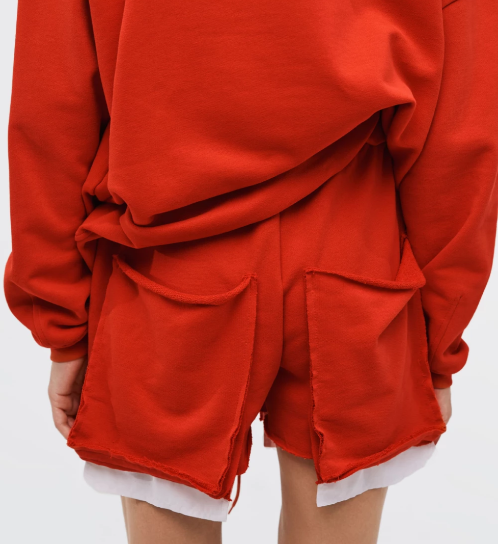 KEEPSTYLE destroyed shorts in red color