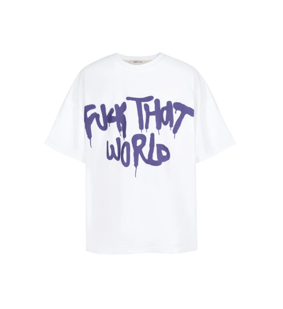 KEEPSTYLE fuck that world T-shirt in white color
